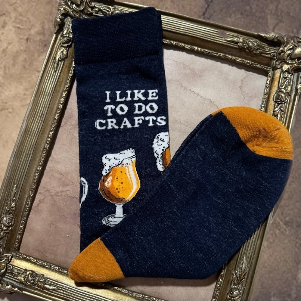 K. BELL • “I Like To Do Crafts” Beer Novelty Socks